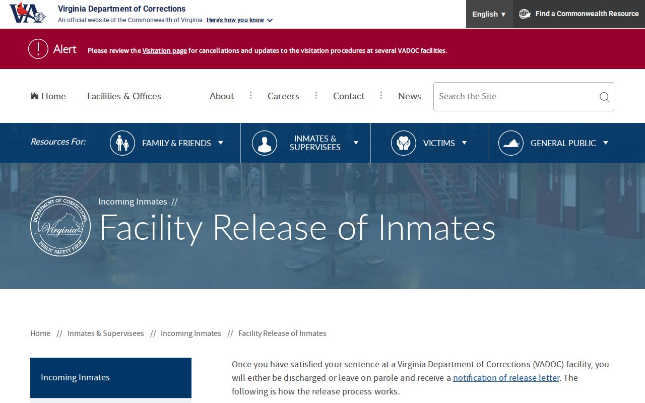 Highland County actual release confirmation through VADOC